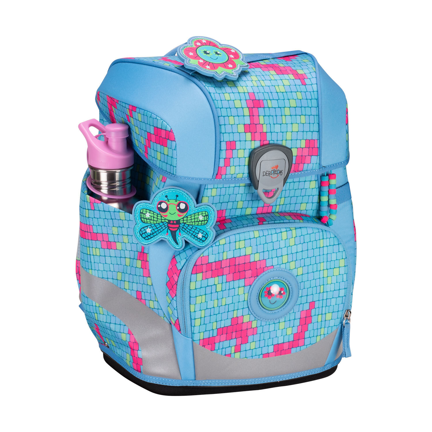 DerDieDas ErgoFlex Tiny Schulrucksack 5-teiliges Set Happy Pixel