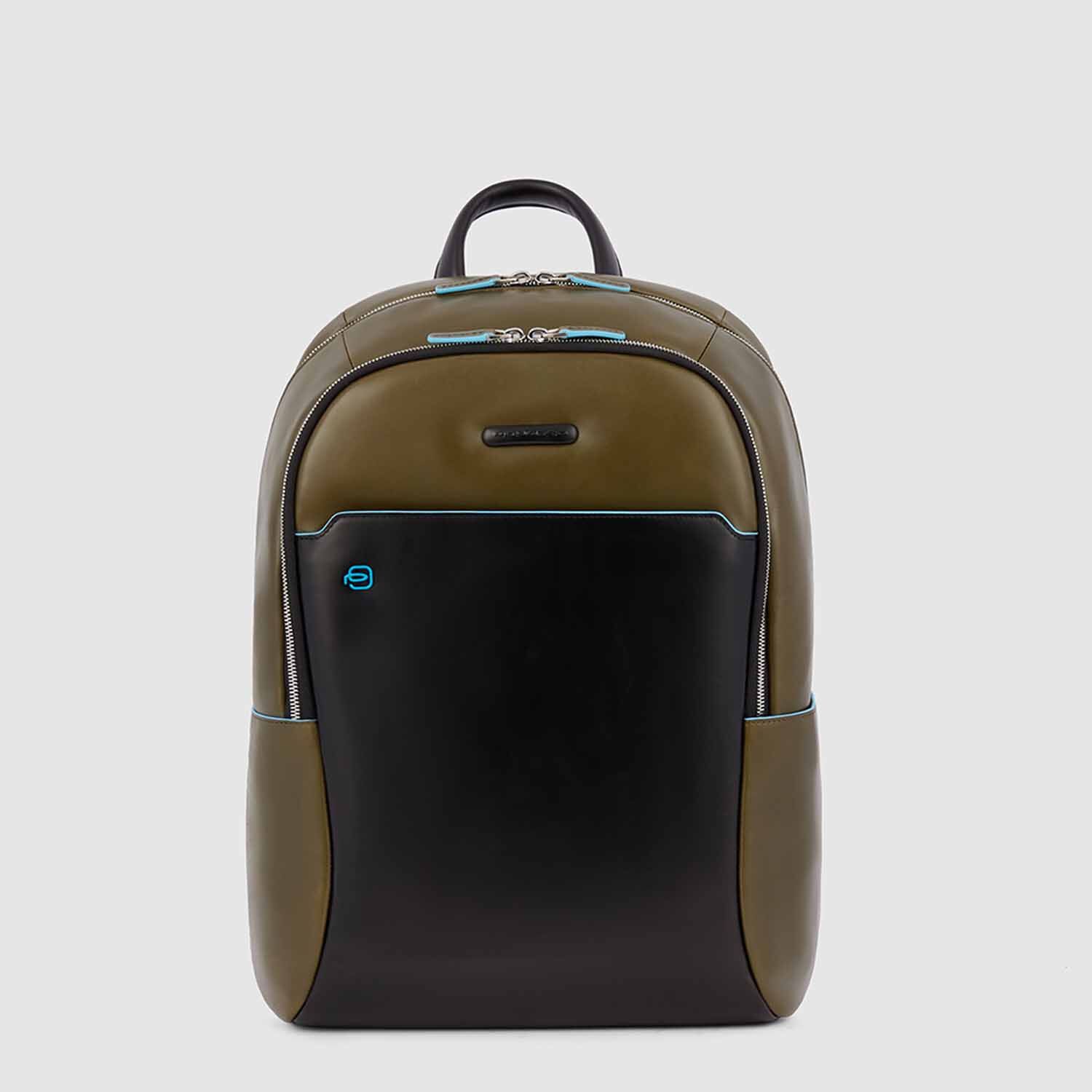 Piquadro Blue Square Großer Laptoprucksack mit 15,6" Notebookfach verde/nero