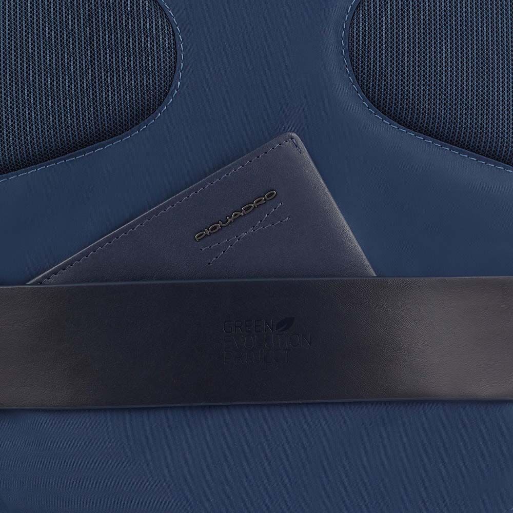 Piquadro PQ-RY Laptoprucksack für 15,6" aus Stoff und Leder Nachtblau