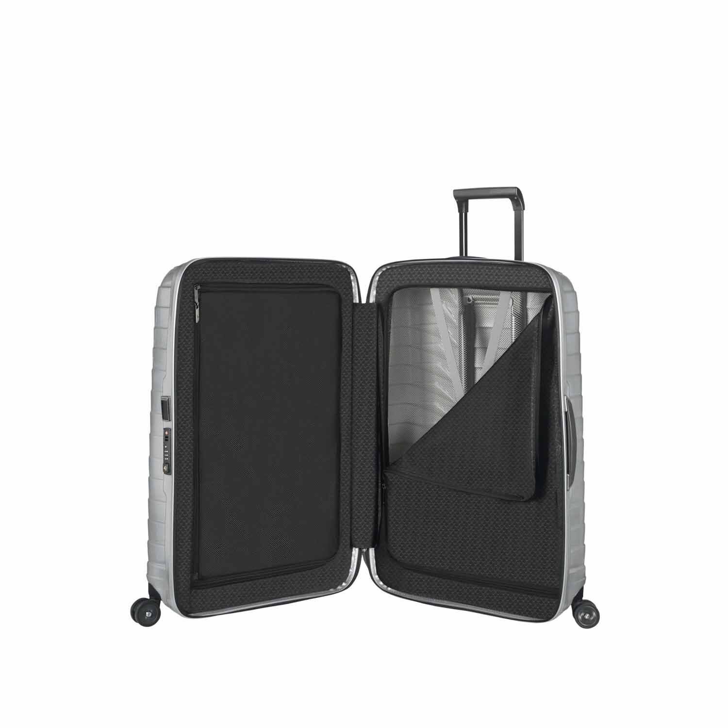 Samsonite Proxis Trolley mit 4 Rollen 69cm + GRATIS HOTELGUTSCHEIN Silber
