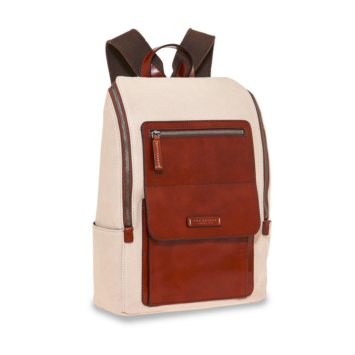 The Bridge Alberto WOW Leder-Rucksack Sand/Braun mit Dunklem Ruthenium