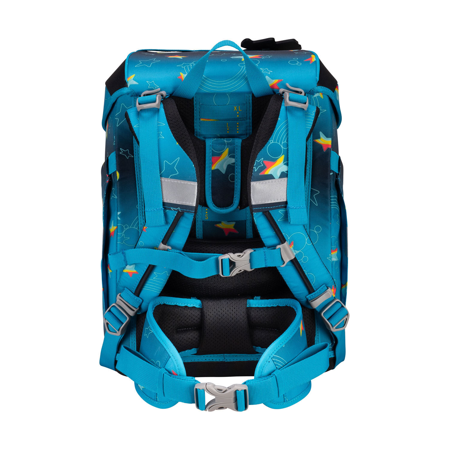 DerDieDas ErgoFlex Tiny Exklusiv LED Schulrucksack 5-teiliges Set Rainbow Star