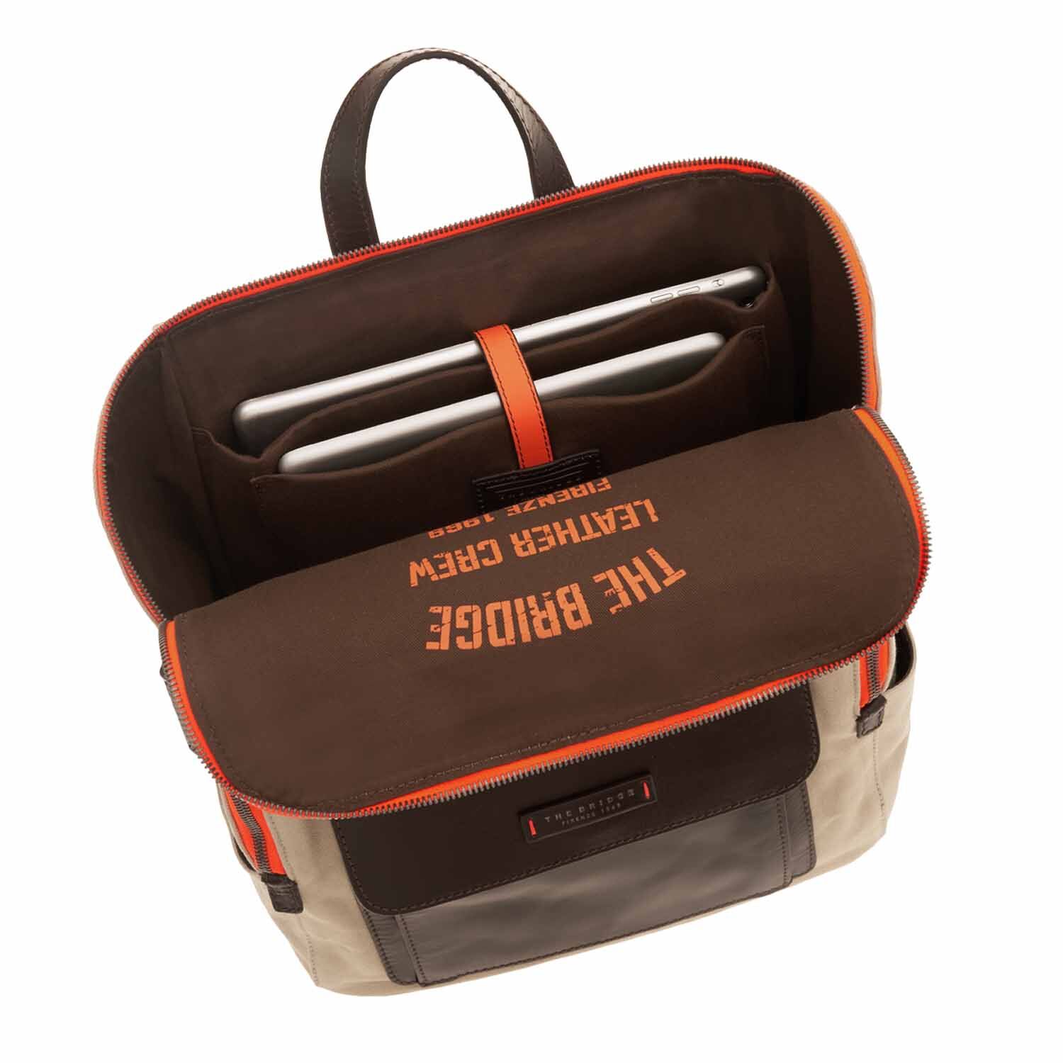 The Bridge Alberto WOW Leder-Rucksack 44cm Sand/Kastanie mit Dunklem Ruthenium