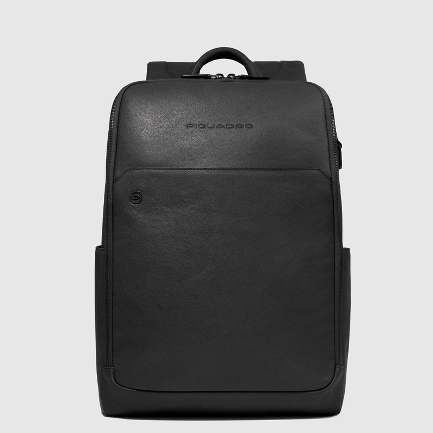 Piquadro Black Square Leder-Laptop-Rucksack 14" Schwarz