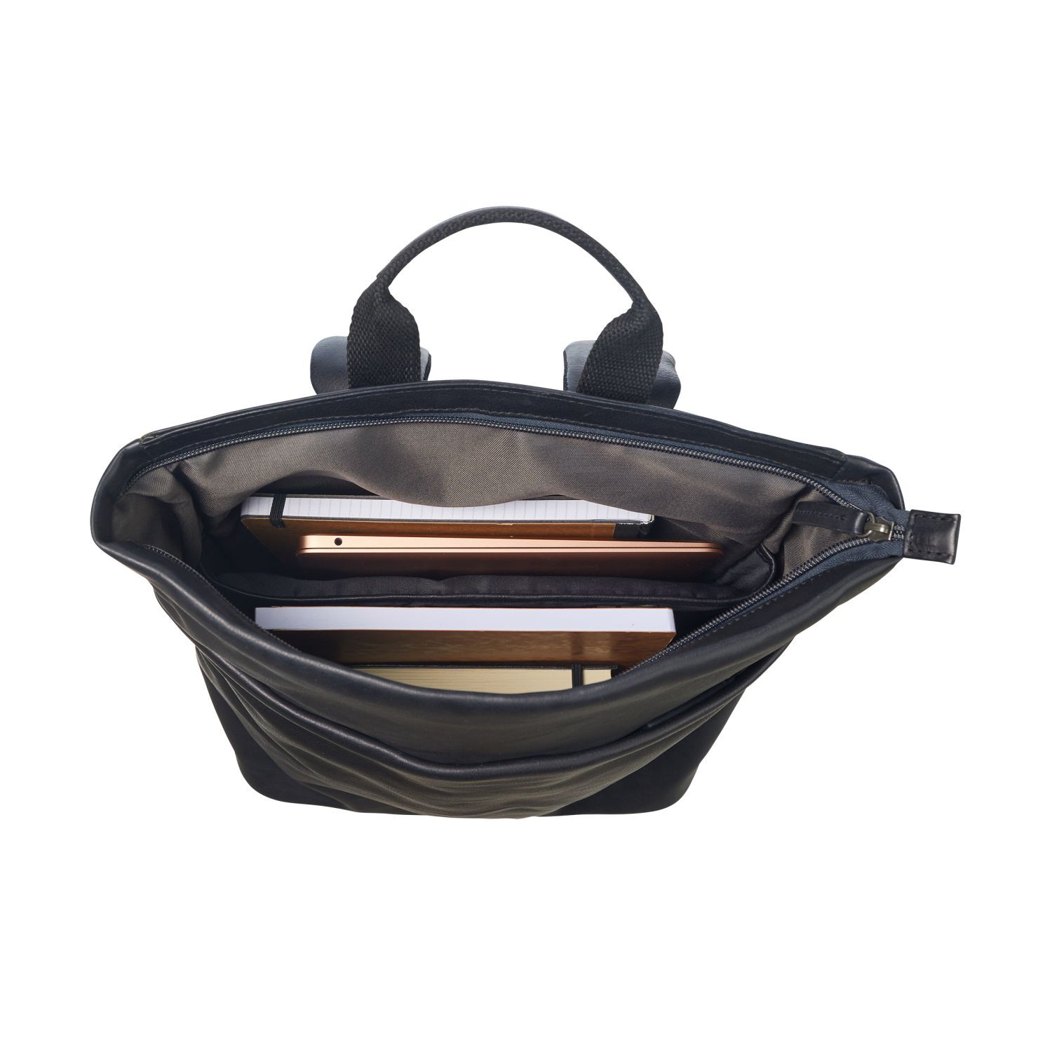 Leonhard Heyden Hamburg Leder-RV-Rucksack Schwarz Leonhard Heyden Hamburg Leder-RV-Rucksack Schwarz