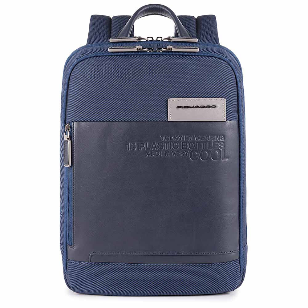 Piquadro Ade Laptoprucksack aus recyceltem Stoff blau