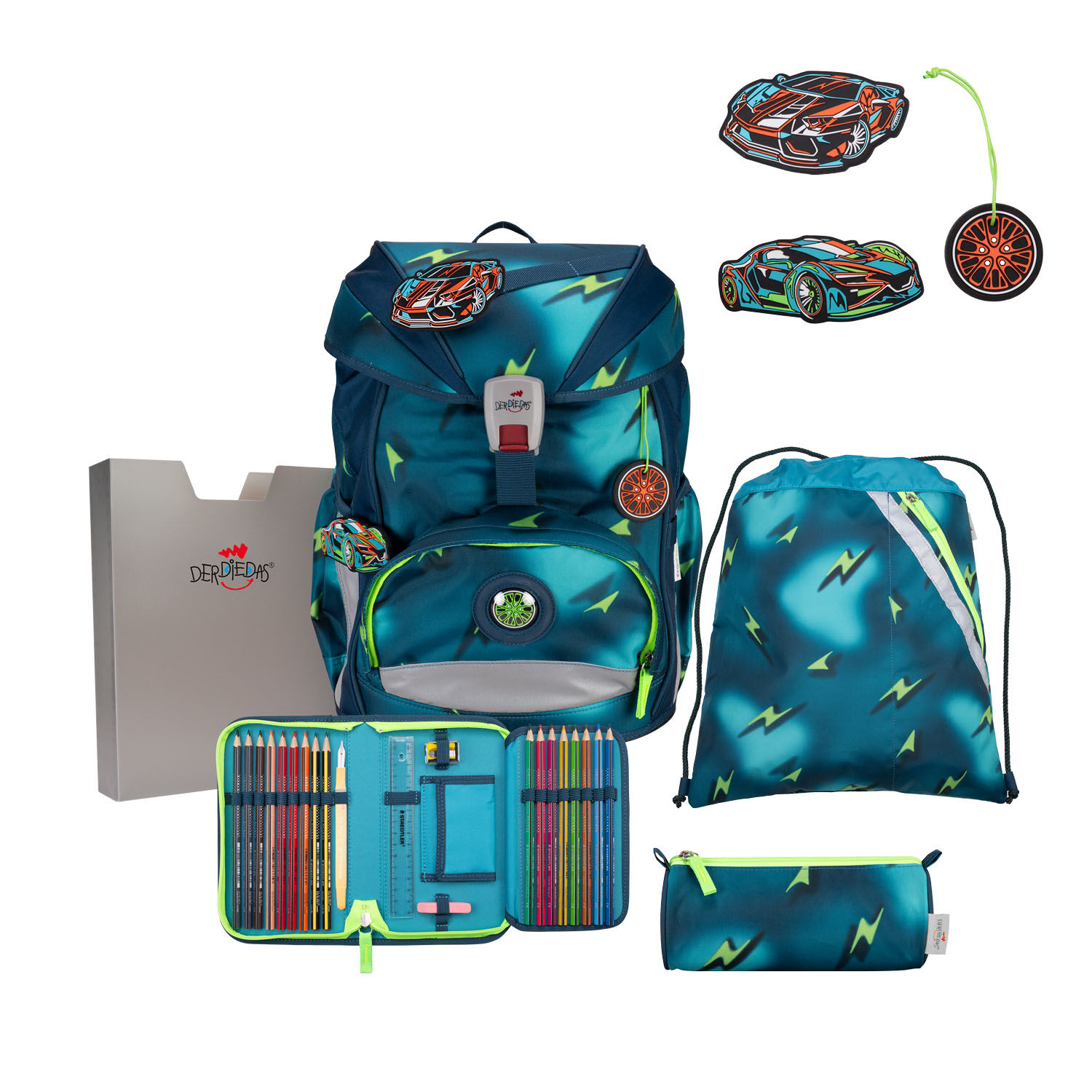 DerDieDas ErgoFlex Schulrucksack-Set 5-teilig mit Sportbeutel Magic Light