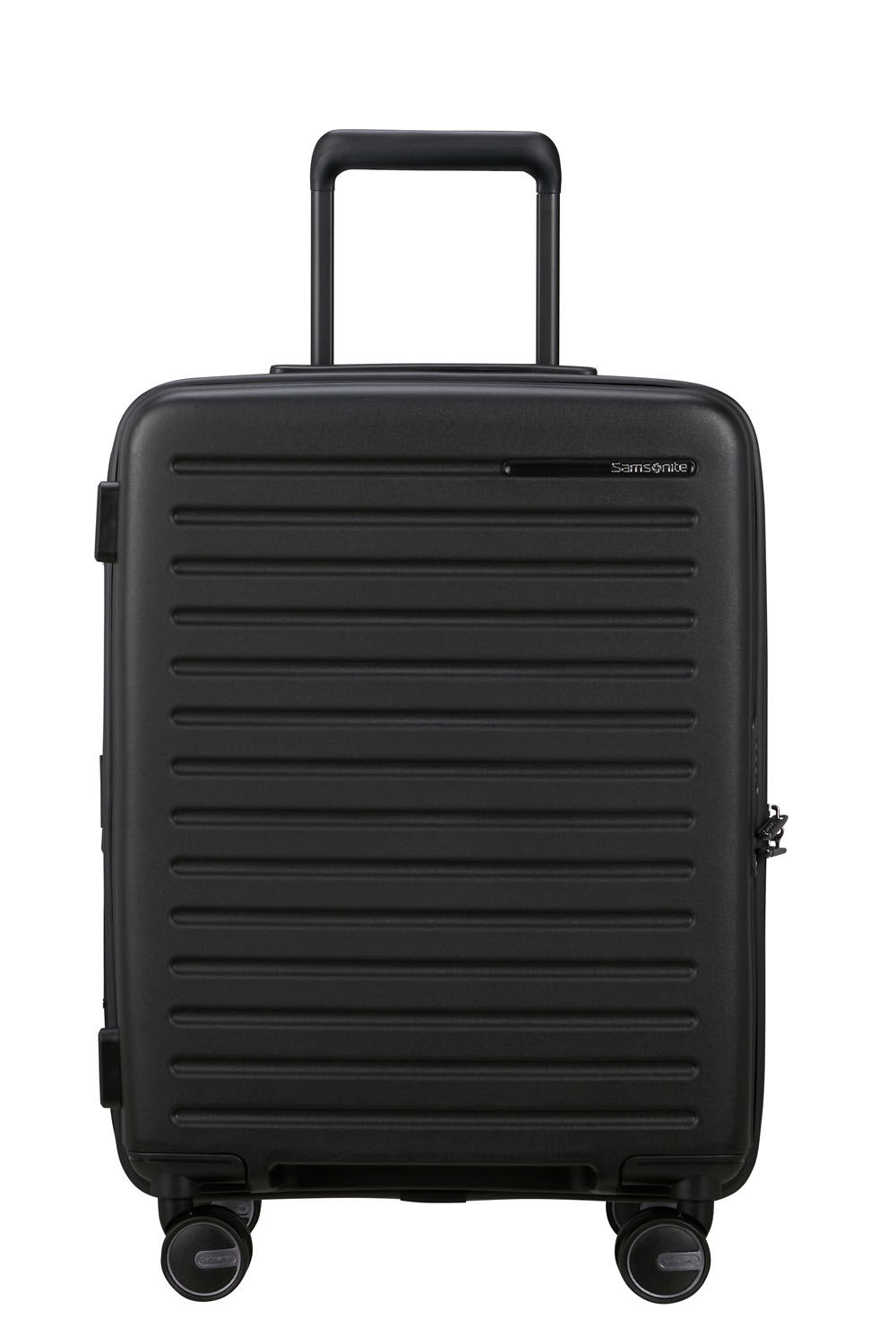 Samsonite Restackd Trolley mit 4 Rollen erweiterbar 55cm + GRATIS HOTELGUTSCHEIN Schwarz