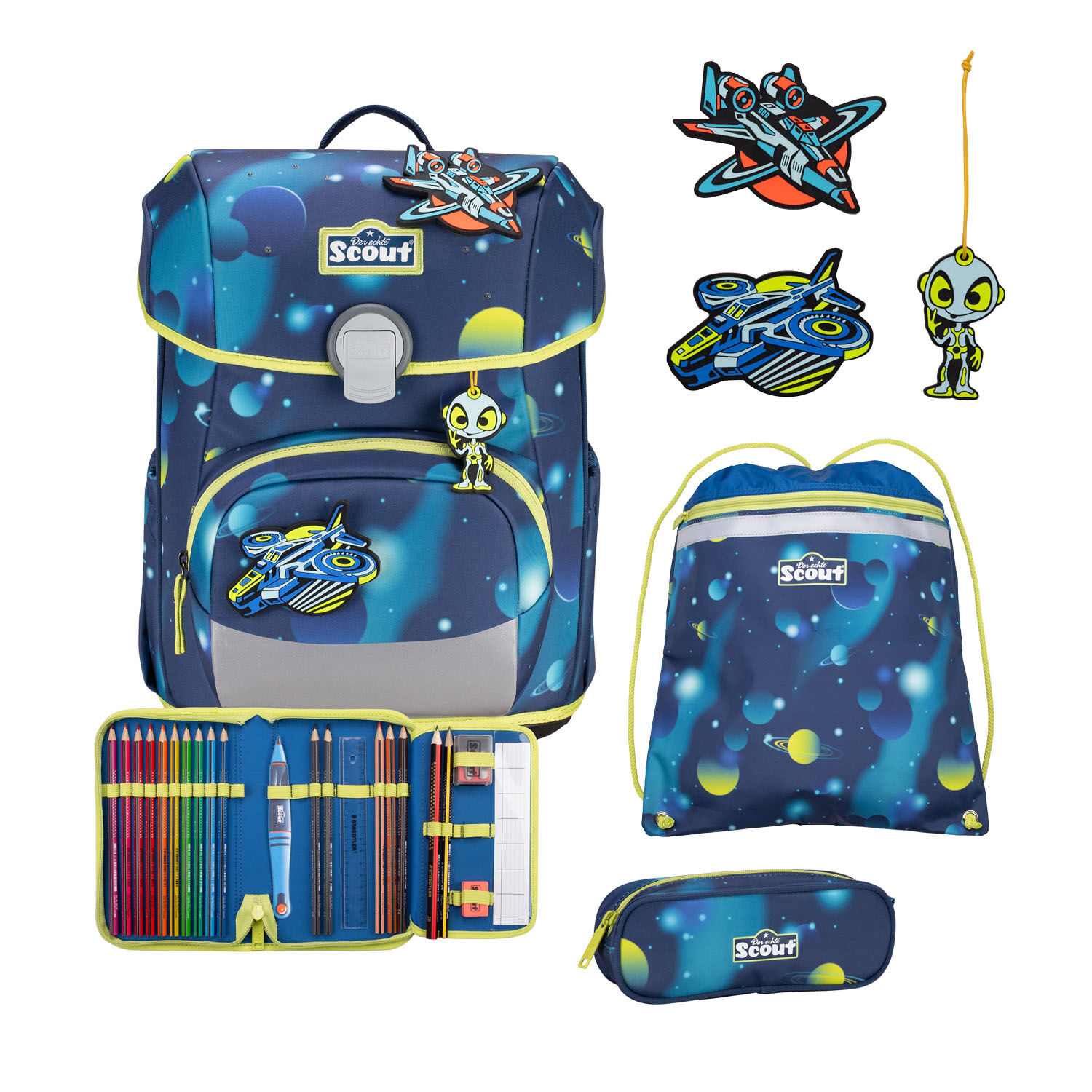 Scout Neo Exklusiv LED Schulranzen-Set 4-teilig Planets