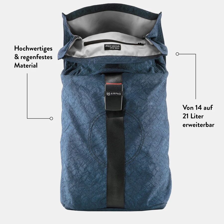 Airpaq Rolltop Airbag -Rucksack mit 15" Laptopfach Blau