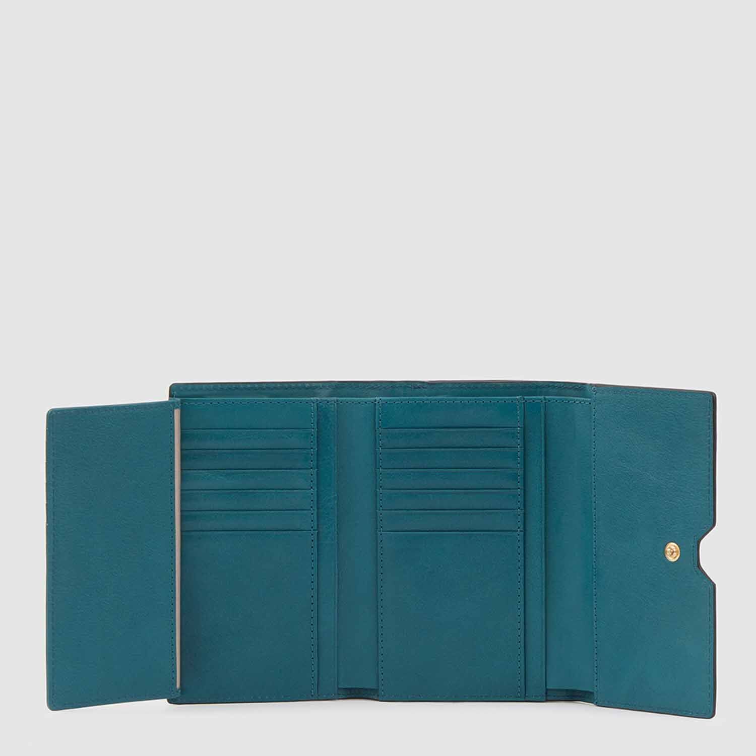 Piquadro Ray Dreifach faltbare Geldbörse Damen verde petrolio Piquadro Ray Dreifach faltbare Geldbörse Damen verde petrolio