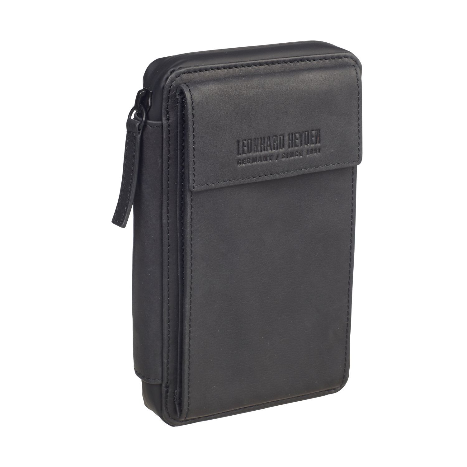 Leonhard Heyden Den Haag Leder-Handy-Umhängetasche Schwarz Leonhard Heyden Den Haag Leder-Handy-Umhängetasche Schwarz