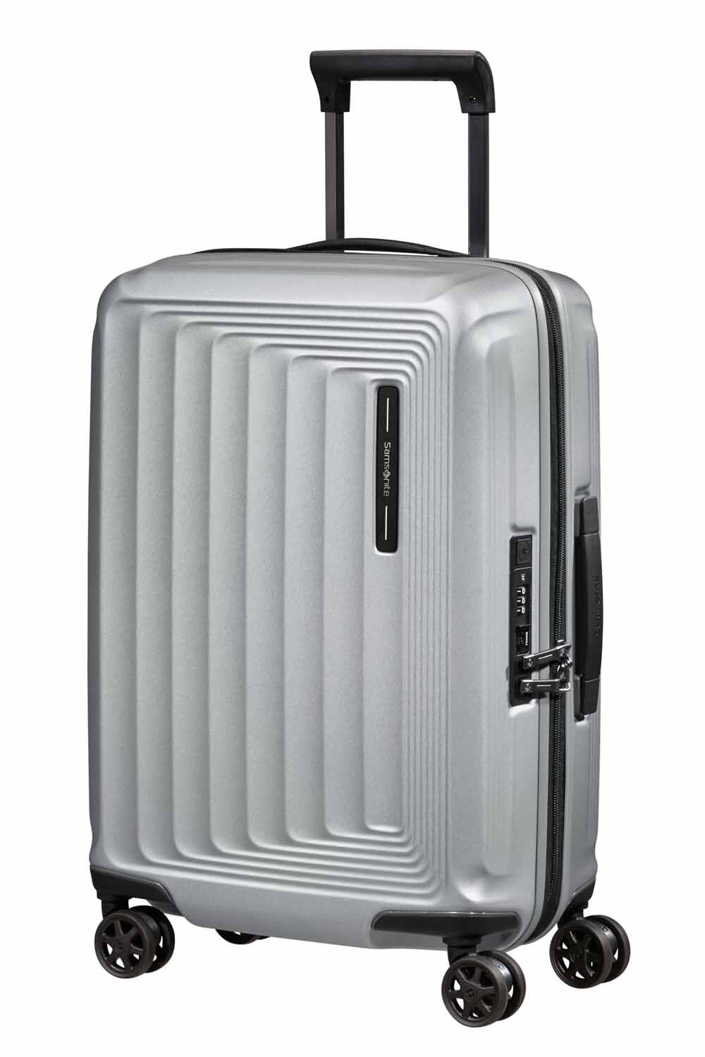 Samsonite Nuon Trolley mit 4 Rollen erweiterbar 55cm + GRATIS HOTELGUTSCHEIN Matt Silver