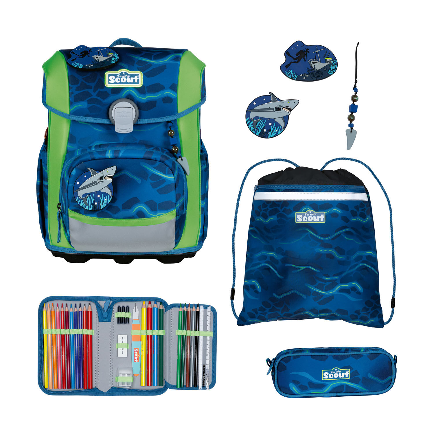Scout Neo Schulranzen-Set 4-teilig Shark Zone