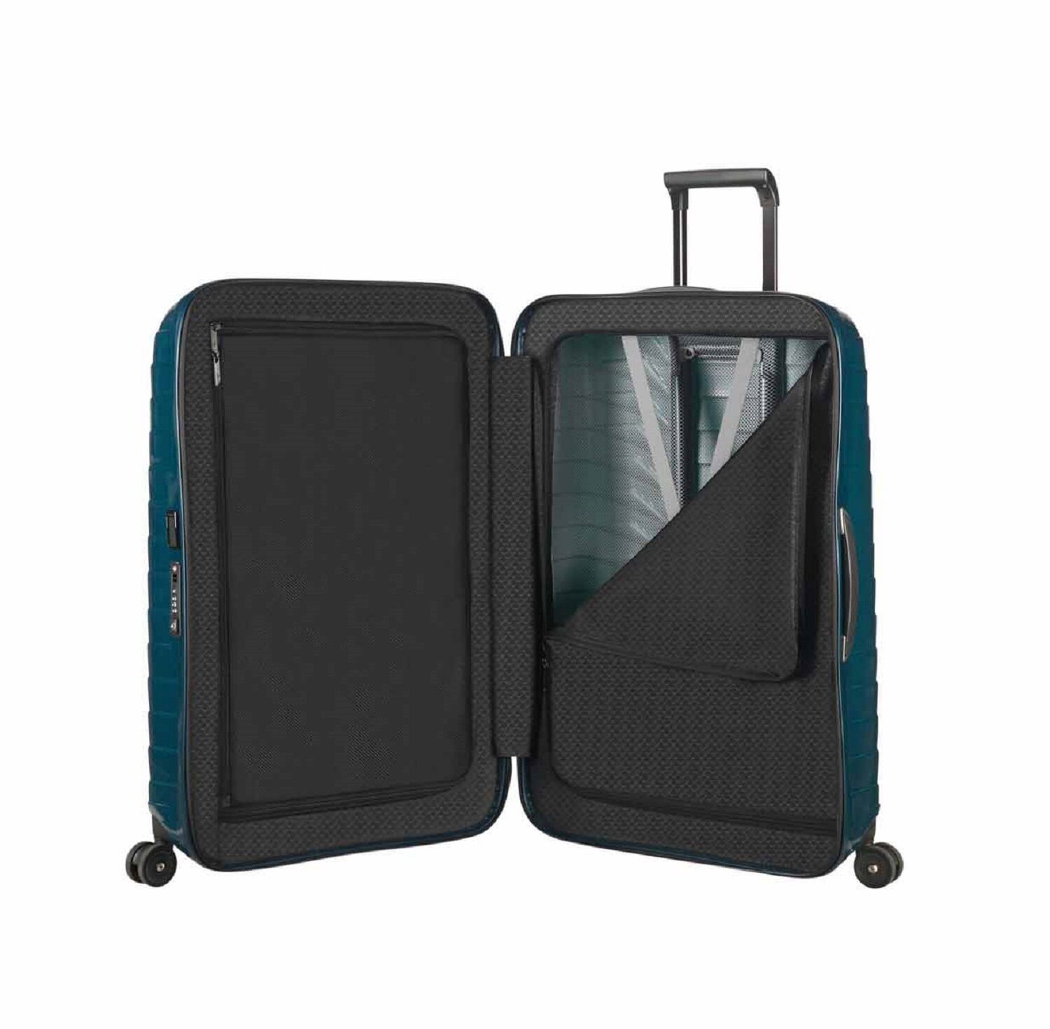 Samsonite Proxis Trolley mit 4 Rollen 69cm + GRATIS HOTELGUTSCHEIN Petrol Blue
