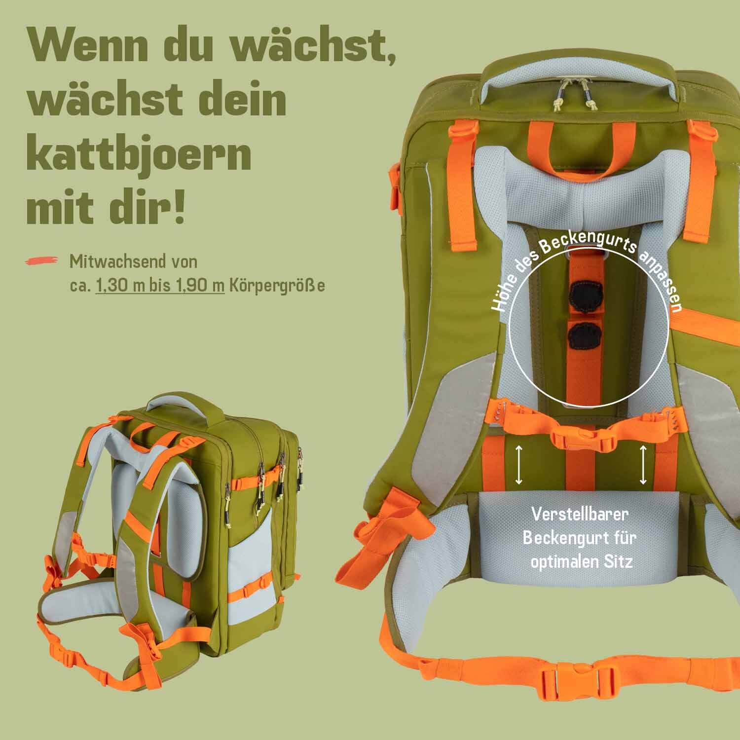 kattbjørn Explorer Schulrucksack grün/orange kattbjørn Explorer Schulrucksack grün/orange
