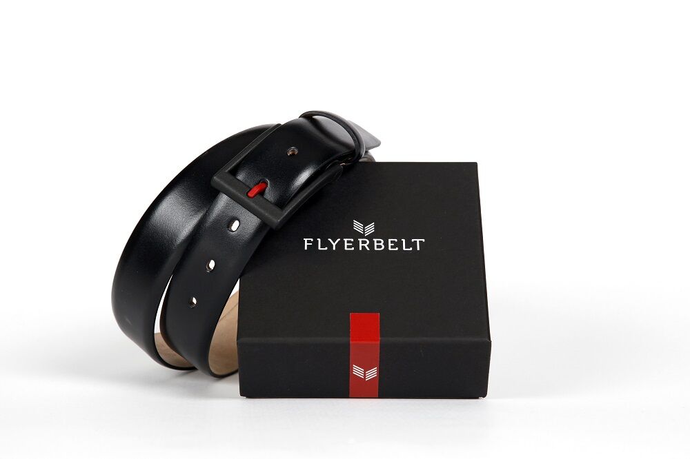 Flyerbelt Security Metallfreier Gürtel 85 cm -Mit dem roten Dorn Schwarz