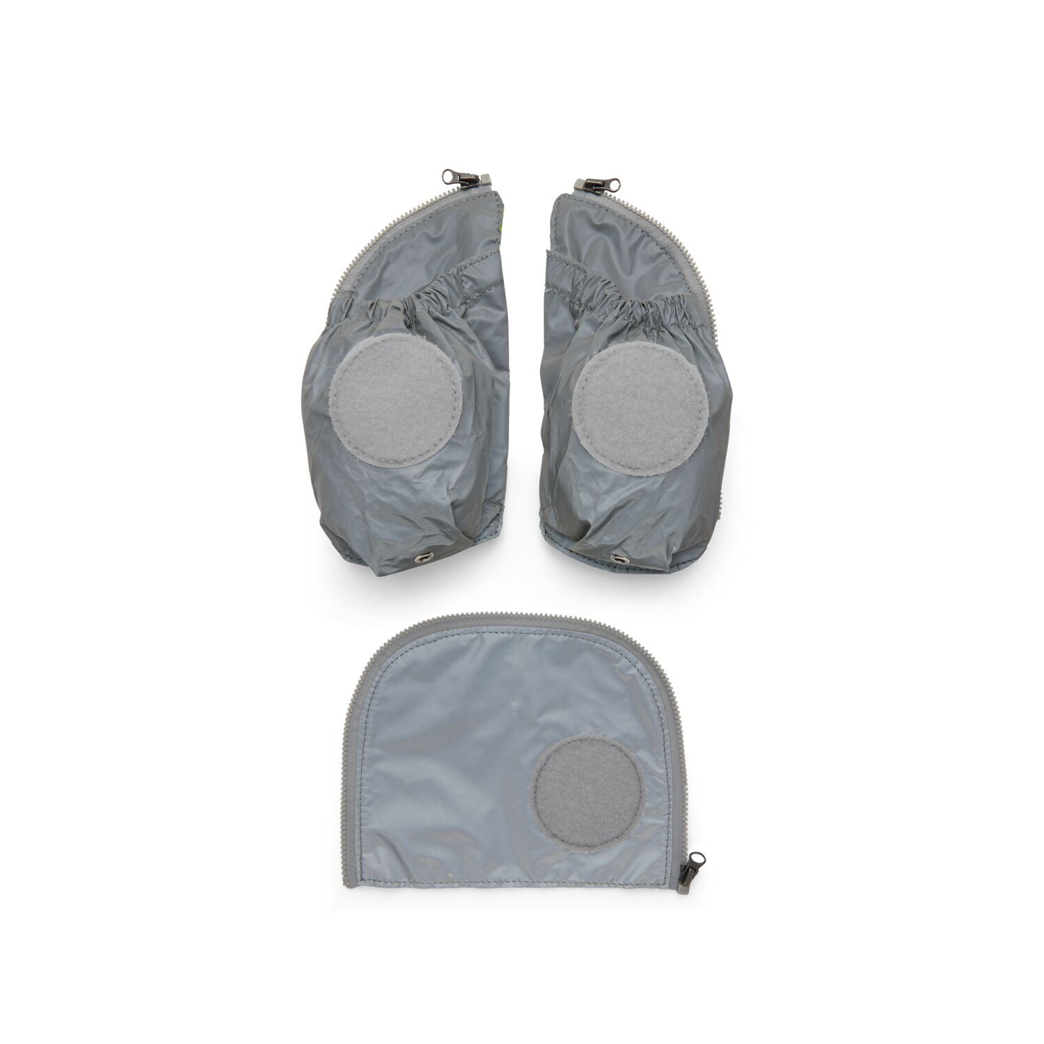 ergobag Schulzubehör Seitentaschen Zip-Set, 3-tlg. Reflex Silber