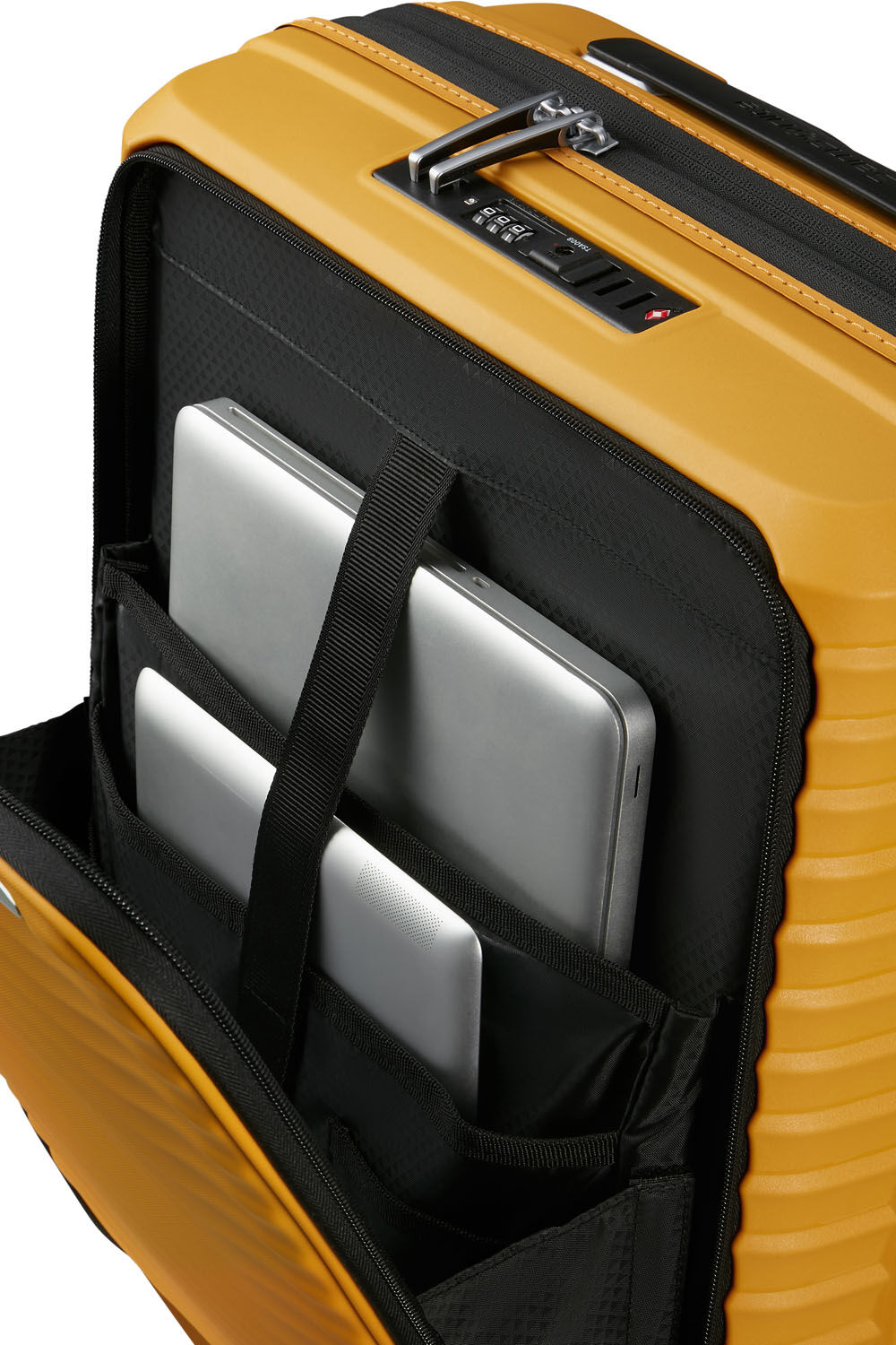 Samsonite Upscape Trolley mit 4 Rollen erweiterbar 55cm -Easy Access + GRATIS HOTELGUTSCHEIN Gelb