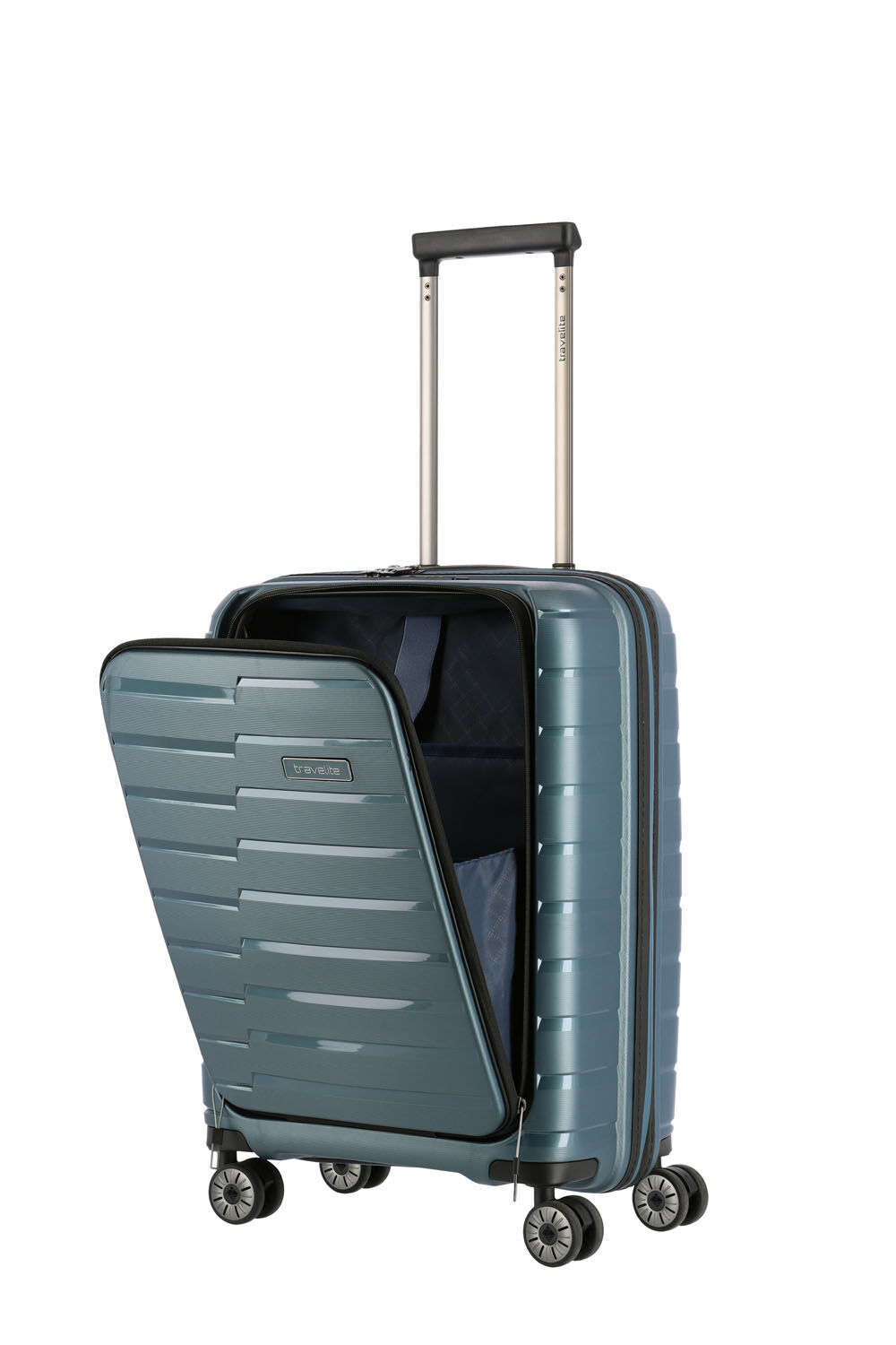 Travelite Air Base Trolley S, 4 Rollen mit Vortasche Eisblau