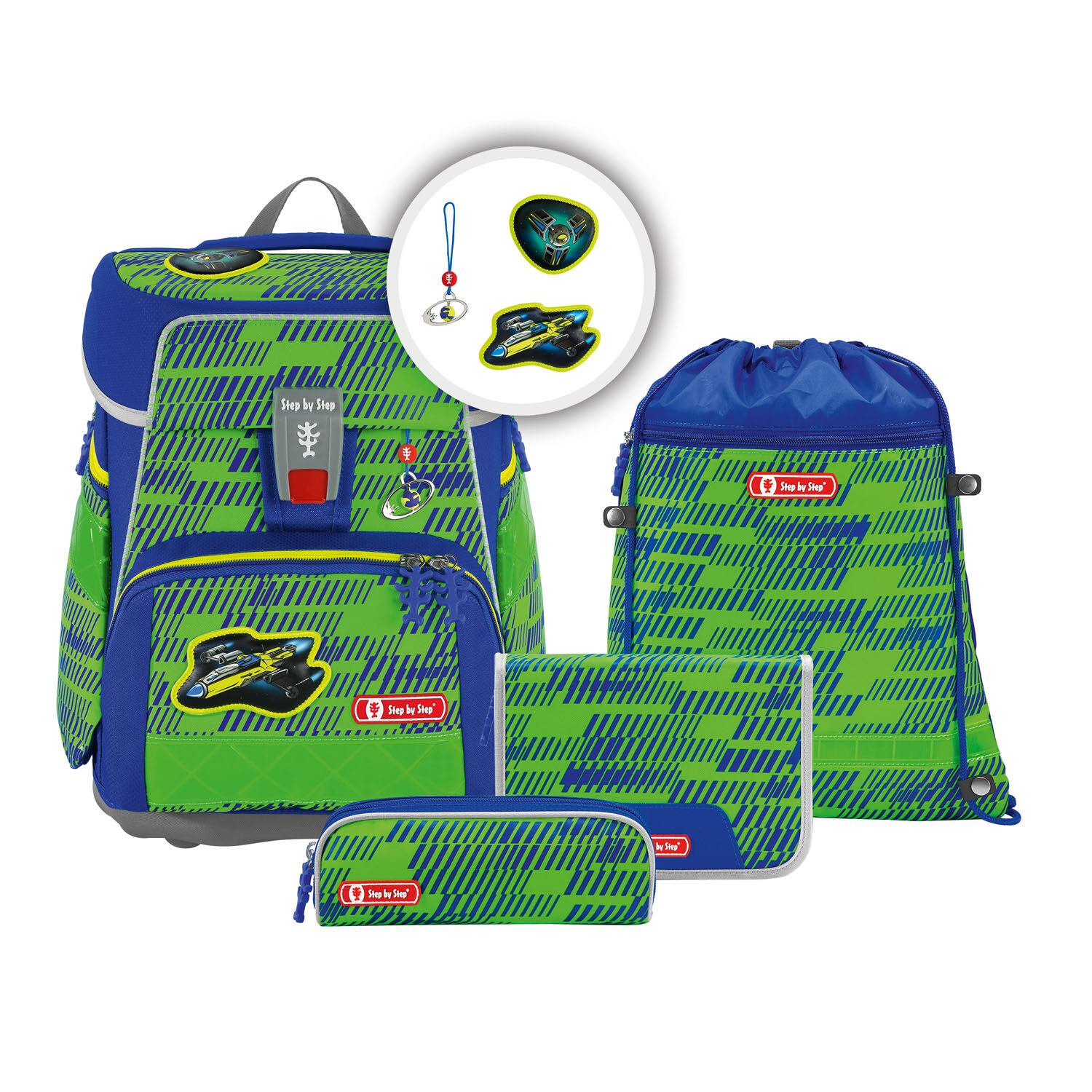 Step by Step SPACE NEON Schulranzen-Set, 5-teilig Star Catcher Juno