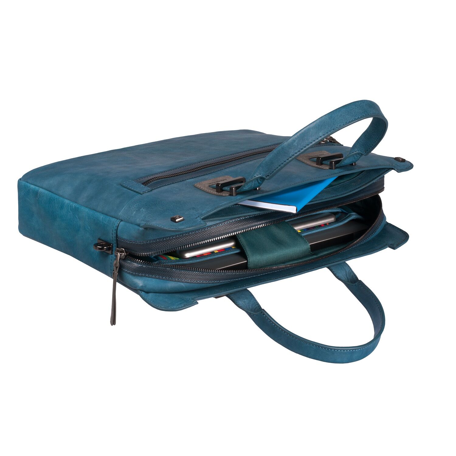 Piquadro TAU Doppelgriff-Laptoptasche mit Fach für Tablet und Inneneinteilung blue oil Piquadro TAU Doppelgriff-Laptoptasche mit Fach für Tablet und Inneneinteilung blue oil