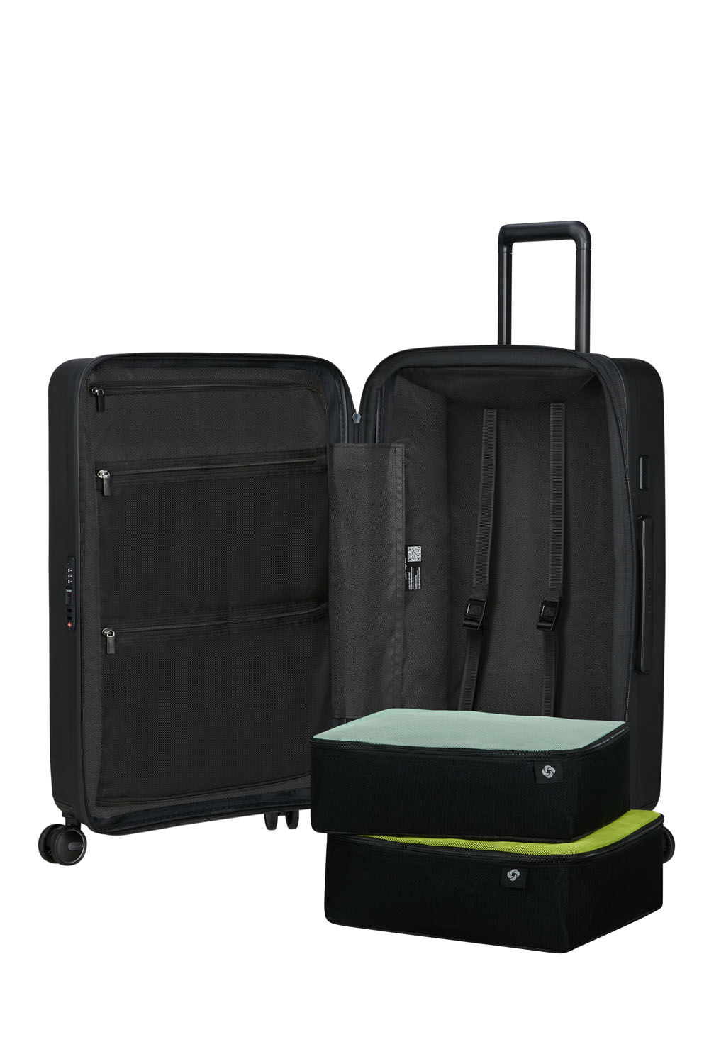 Samsonite Restackd Trolley mit 4 Rollen erweiterbar 68cm + GRATIS HOTELGUTSCHEIN Schwarz