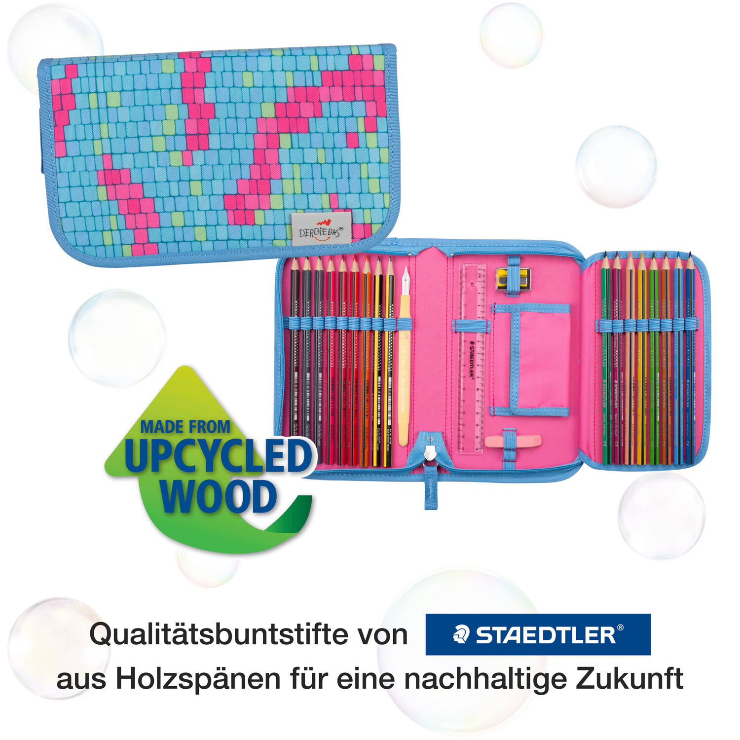 DerDieDas ErgoFlex Tiny Schulrucksack 5-teiliges Set Happy Pixel