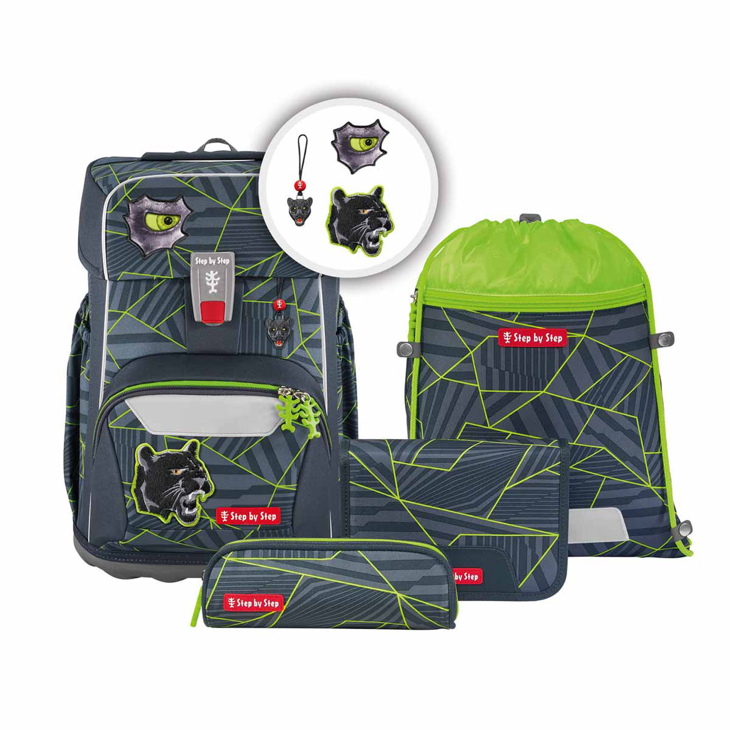 Step by Step GIANT Der große Schulranzen, 5-teiliges Set Dark Cat Chiko