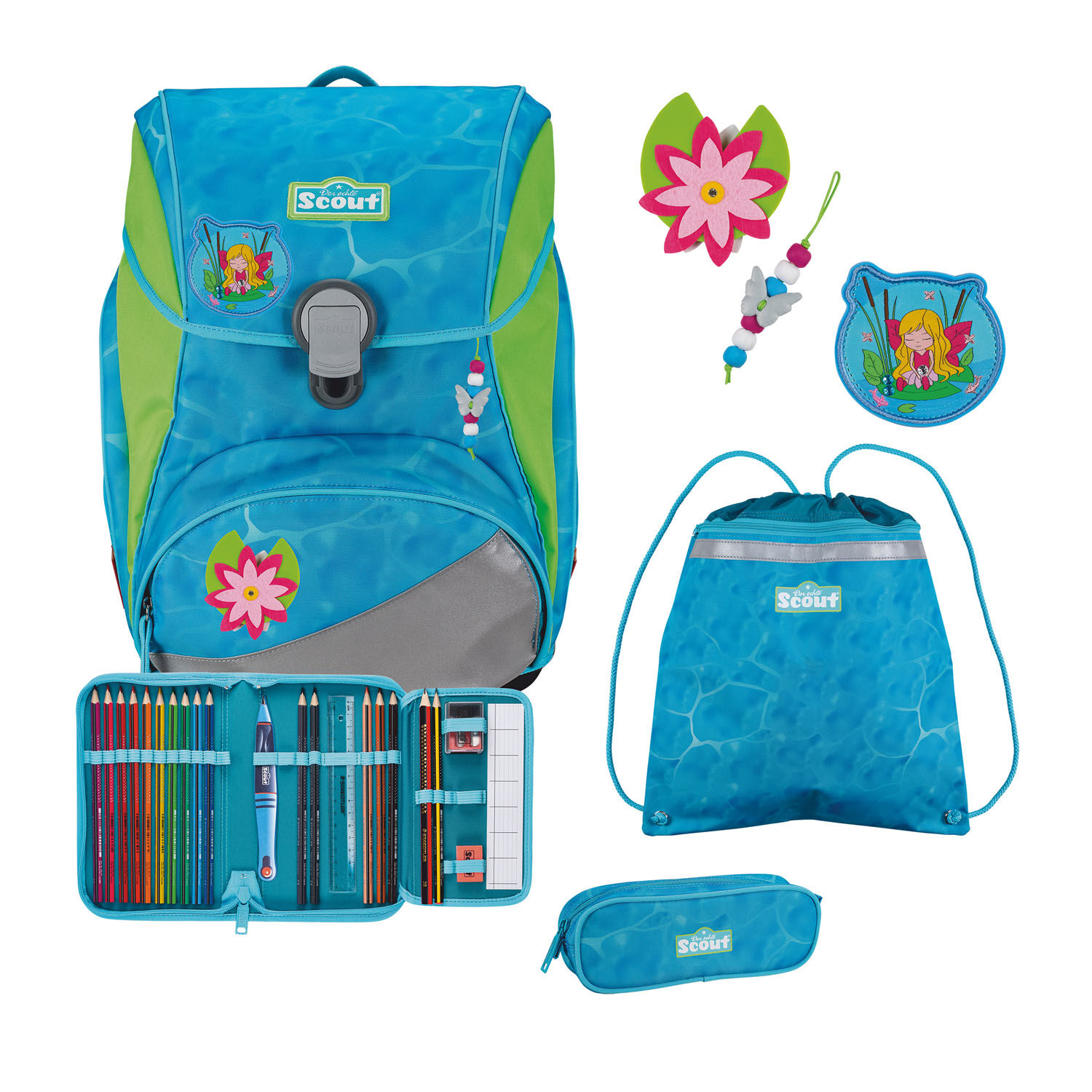 Scout Alpha Schulranzen-Set 4-teilig DIN Water Lily Scout Alpha Schulranzen-Set 4-teilig DIN Water Lily