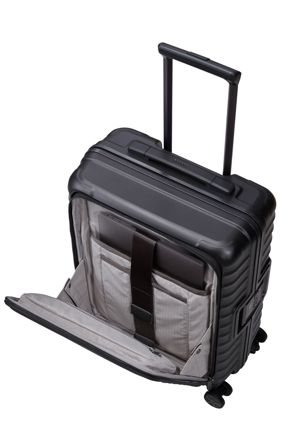 TITAN Litron Frame Trolley S, Handgepäck-Koffer mit Vortasche + Gratis Hotelgutschein Schwarz