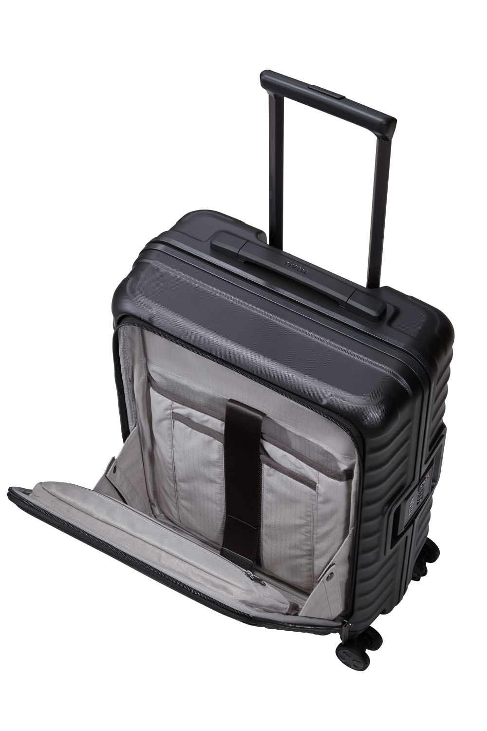 TITAN Litron Frame Trolley S, Handgepäck-Koffer mit Vortasche + Gratis Hotelgutschein Schwarz
