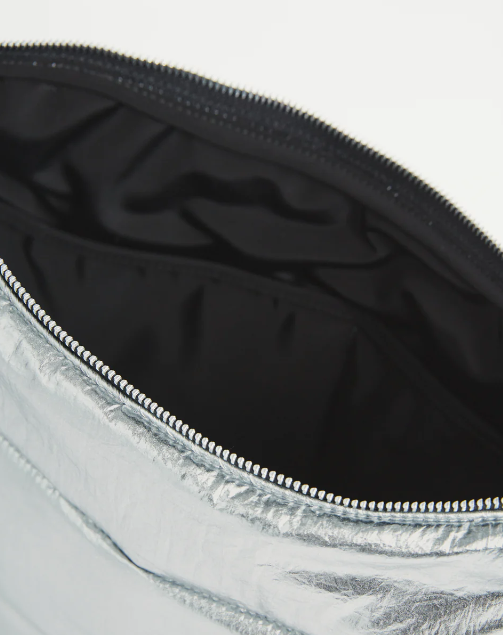 Wouf Quilted Collection Large Crossbody Bag -Glossy Silver Wouf Quilted Collection Large Crossbody Bag -Glossy Silver