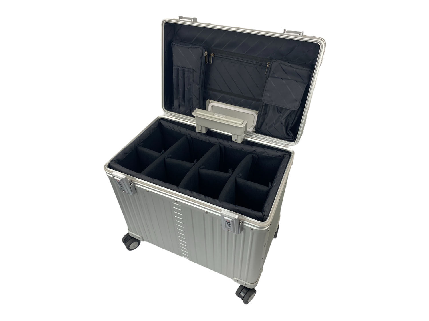 Aleon Pilotenkoffer 17" 4-Rollen - 53L Silber