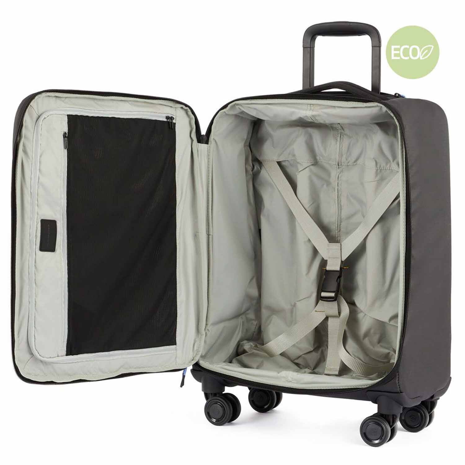 Piquadro Spike Trolley in Handgepäckgröße aus rezykliertem Stoff mit vier Rollen olive Piquadro Spike Trolley in Handgepäckgröße aus rezykliertem Stoff mit vier Rollen olive