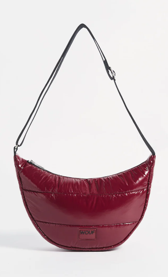 Wouf Quilted Collection Crossbody Bag -Glossy Burgundy