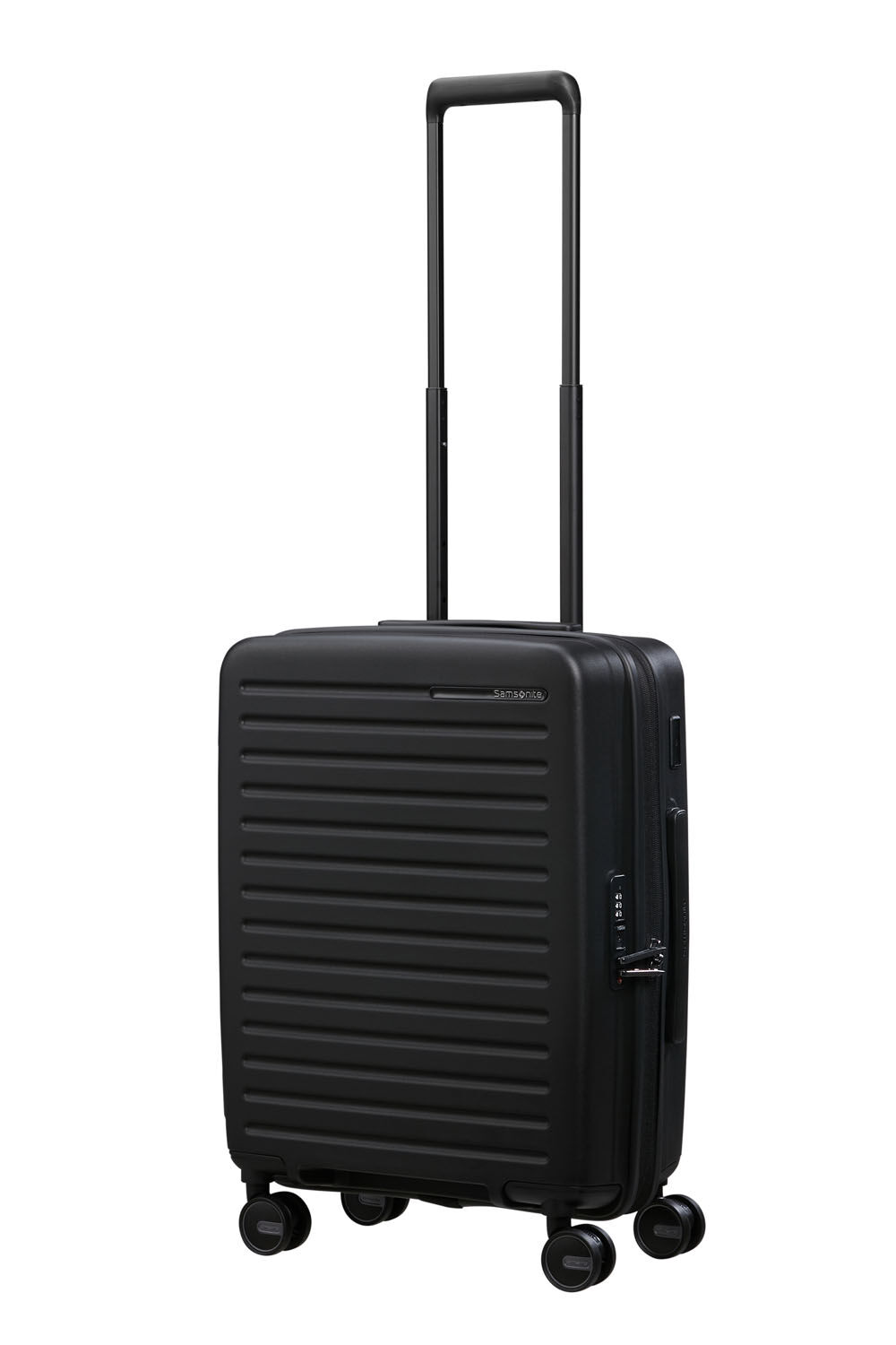 Samsonite Restackd Trolley mit 4 Rollen erweiterbar 55cm + GRATIS HOTELGUTSCHEIN Schwarz