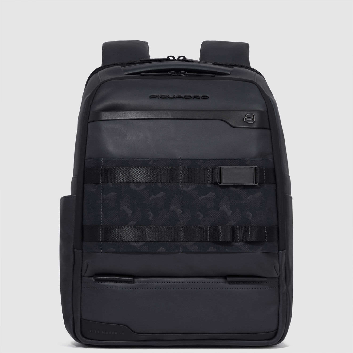 Piquadro FXP Modulare Leder-Laptop-Rucksack 14" Schwarz