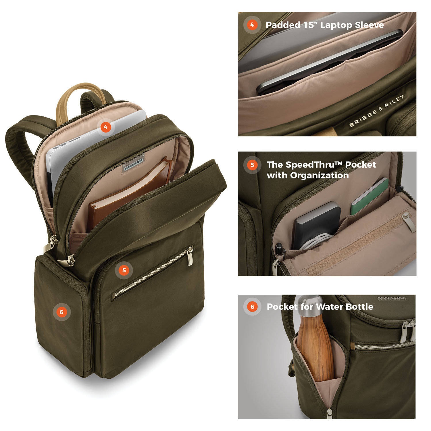 Briggs & Riley Rhapsody Medium Backpack Olive