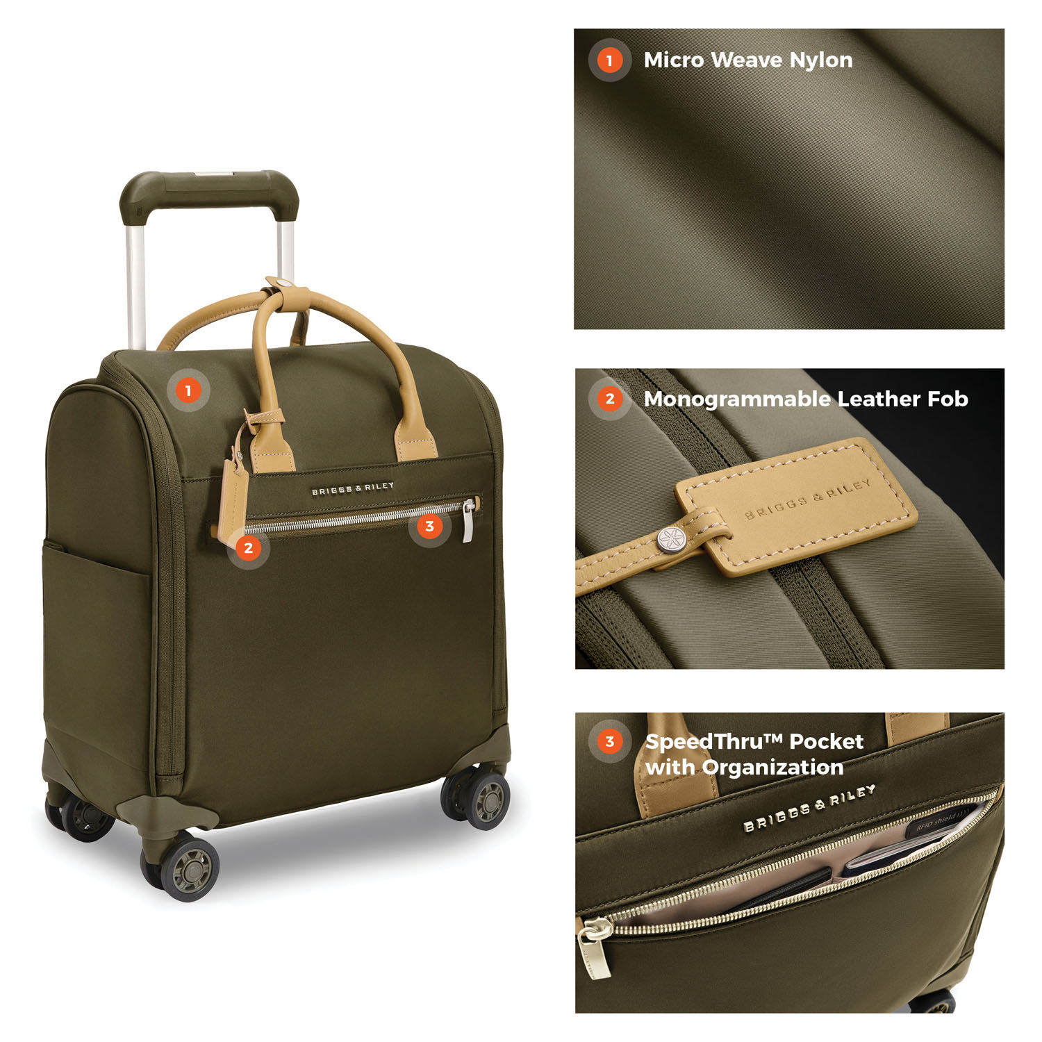 Briggs & Riley Rhapsody Wheeled Cabin Bag Olive Briggs & Riley Rhapsody Wheeled Cabin Bag Olive