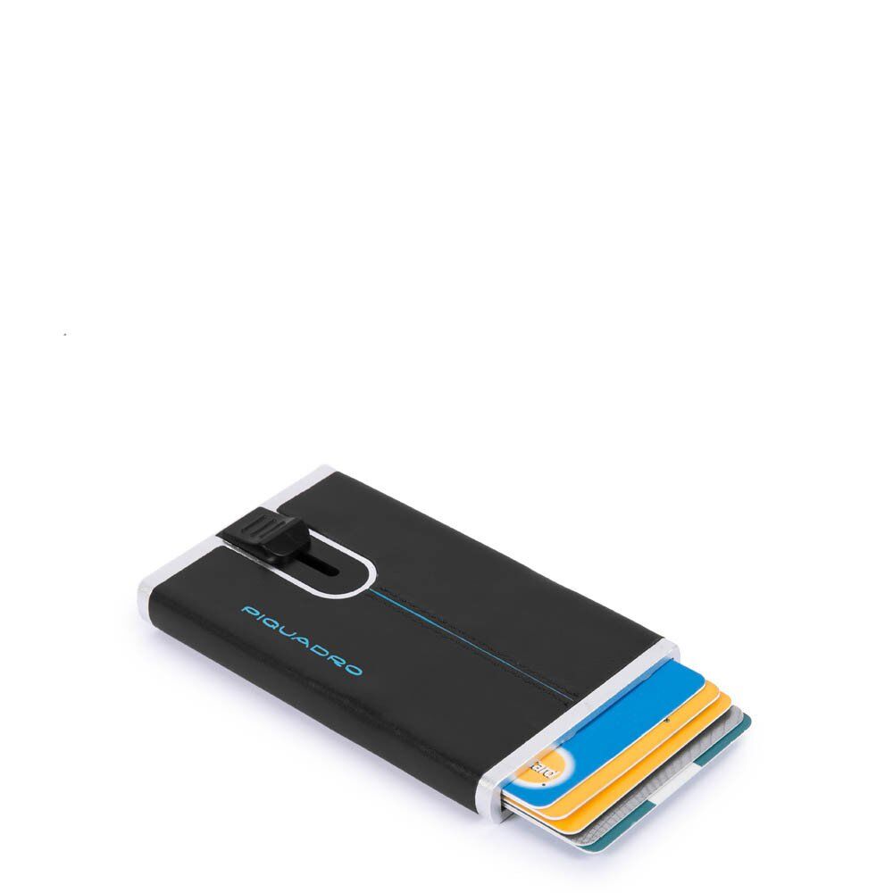 Piquadro Blue Square Kreditkartenetui mit Schiebesystem und RFID-Blocker schwarz