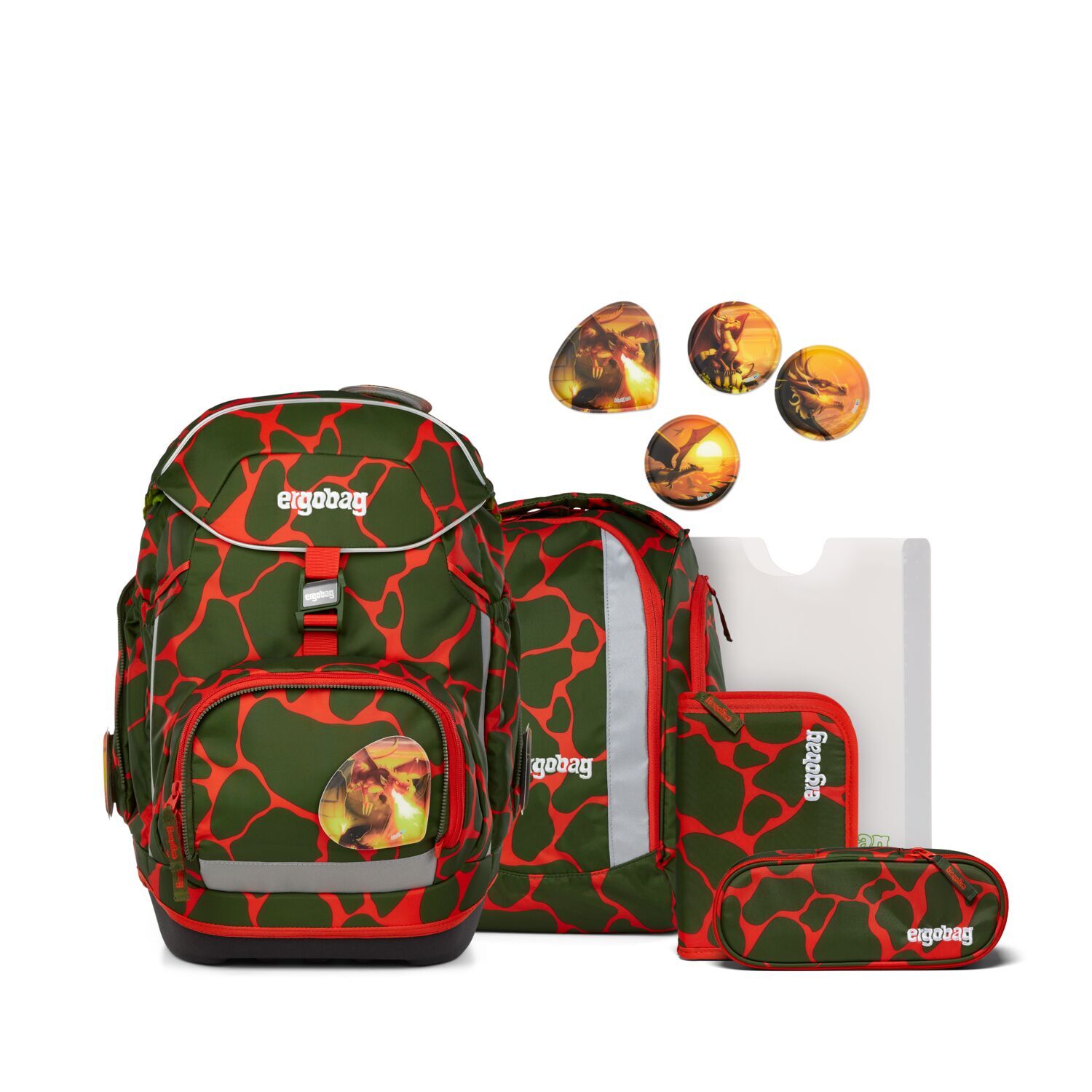 ergobag pack LUMI Editon 6-teiliges Schulrucksack-Set 2025 FeuerspeiBär