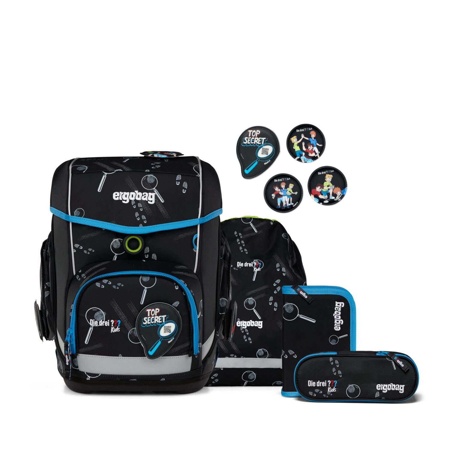 ergobag cubo Die drei Fragezeichen Edition Schulrucksack-Set, 5-tlg. 2025 ergobag cubo Die drei Fragezeichen Edition Schulrucksack-Set, 5-tlg. 2025