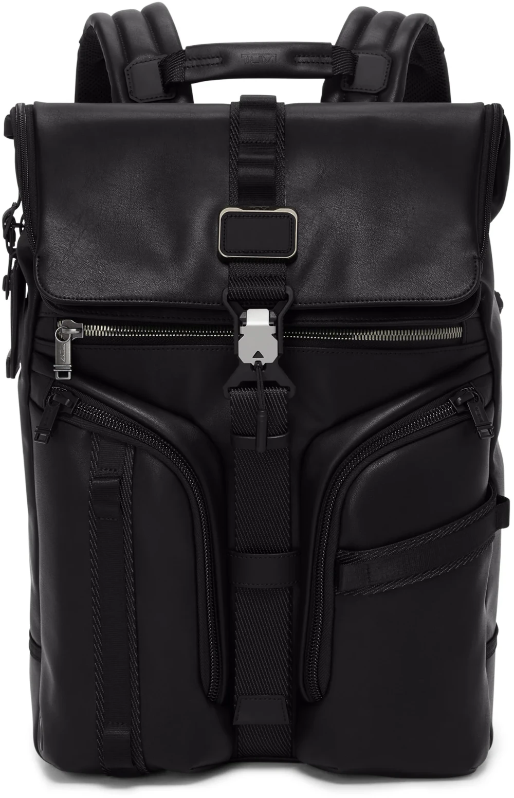Tumi Alpha Bravo Surveillance Rolltop Rucksack aus Leder Black