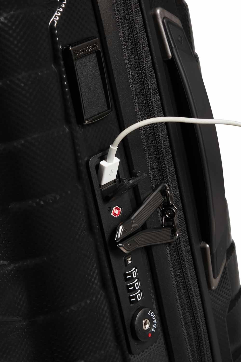 Samsonite Proxis Trolley mit 4 Rollen erweiterbar 55cm (23/26cm) + GRATIS HOTELGUTSCHEIN Schwarz