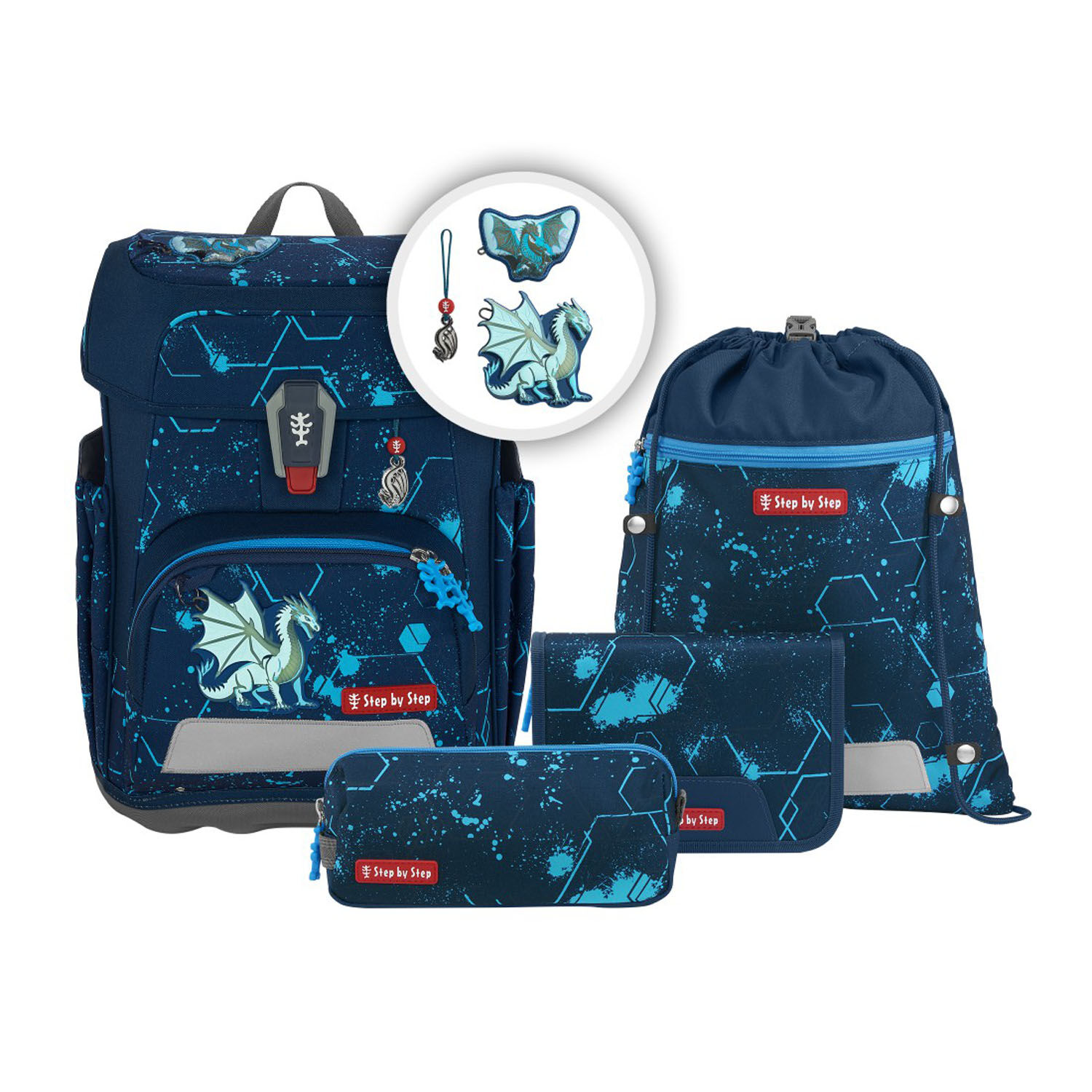 Step by Step CLOUD SHINE Schulranzen 5-teiliges Set Ice Dragon Tarek