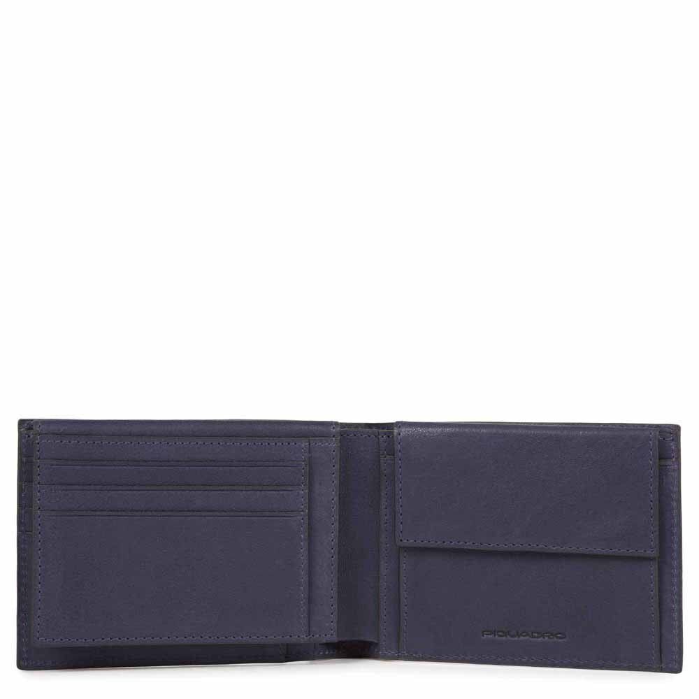 Piquadro Black Square Herrenbrieftasche mit Klapp-Ausweisfenster + RFID Meerblau