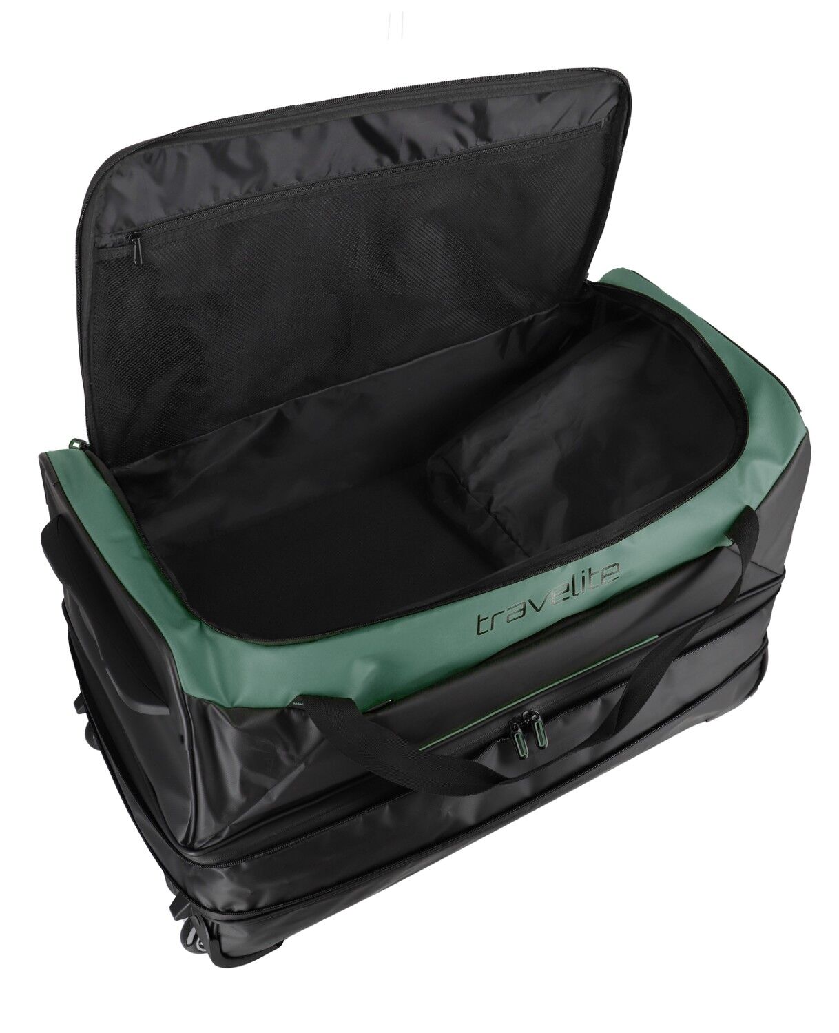 Travelite Basics Plane Rollenreisetasche erweiterbar Schwarz/Grün