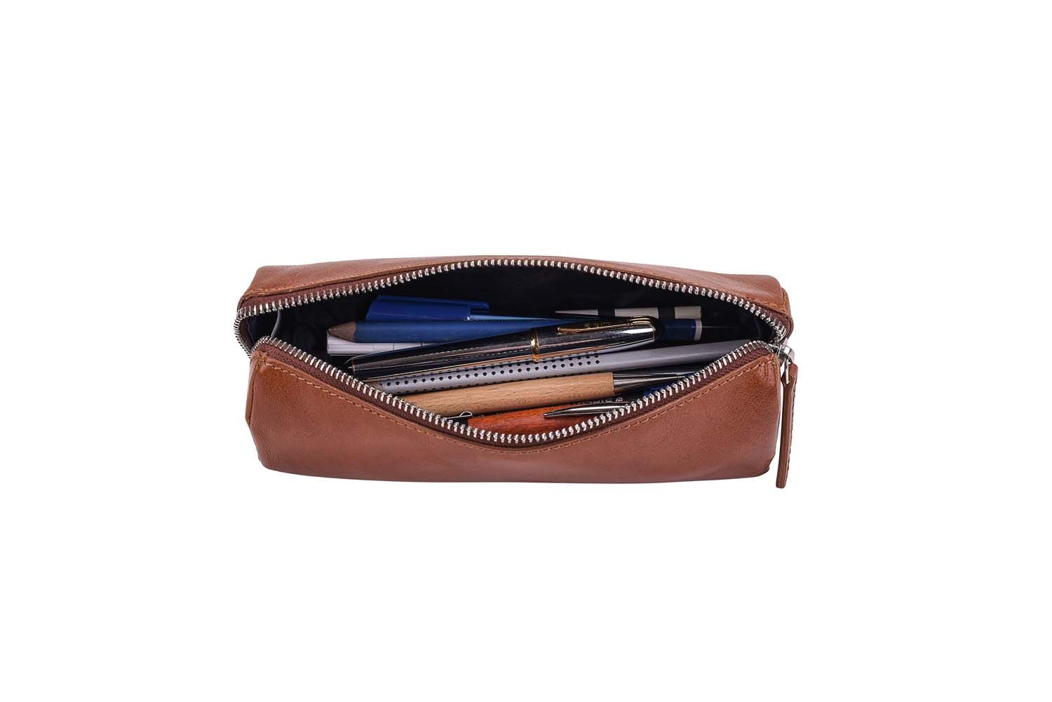 Leonhard Heyden Cambridge Leder-Stifteetui Cognac