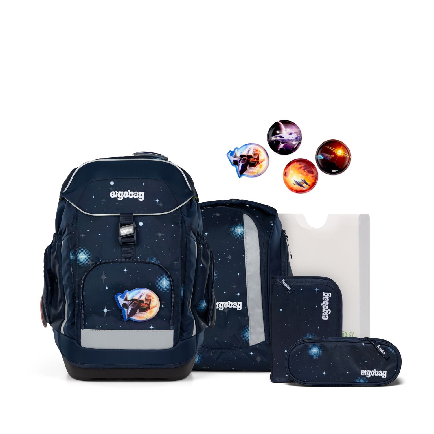 ergobag maxi GALAXY GLOW 6-teiliges Schulrucksack-Set 2025